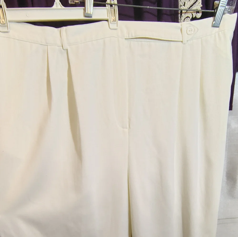 Working Classics Ankle Pants,Women Ivory,Satin Lined, ZipUp,Strght Leg,Pleats,26 - Picture 4 of 7